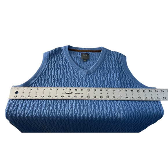 Alexander Julian American Modern Blue 100% Cotton Cable Knit Sweater Vest L - Picture 3 of 9